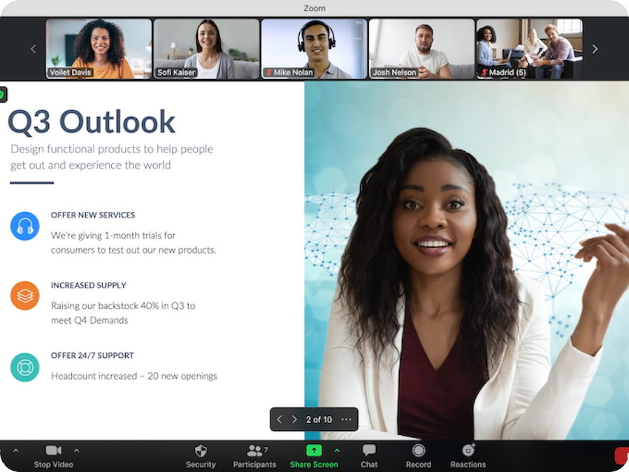A screenshot of a Zoom meeting with the screen sharing feature.