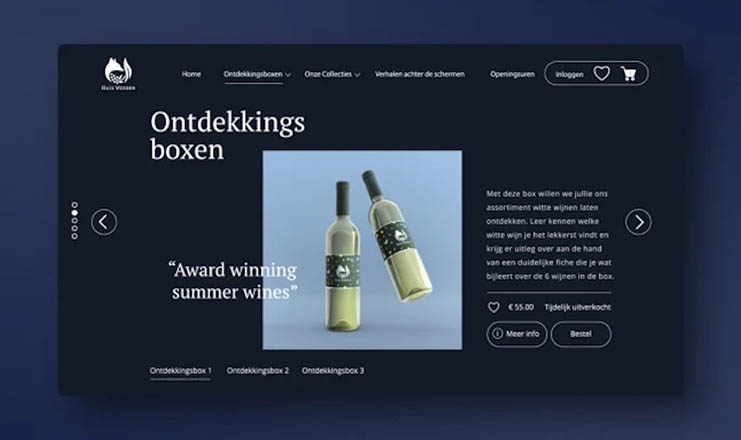 Interface of a winery's website designed by a Fiverr Pro designer
