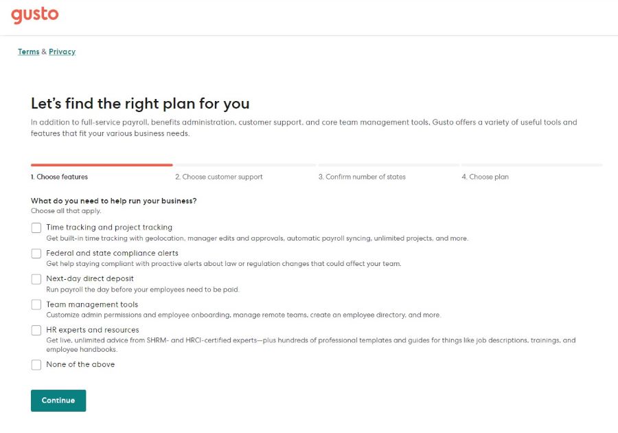 第1页的爱好设置问题naire to help you select a plan.