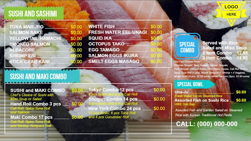 引人注目的寿司菜单。