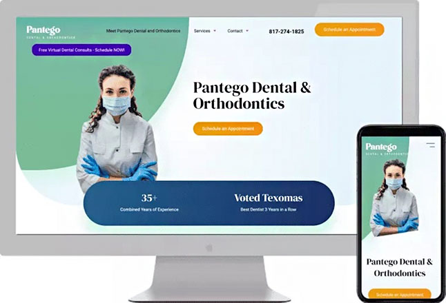 Interface of a dental clinic's website designed by Thrive