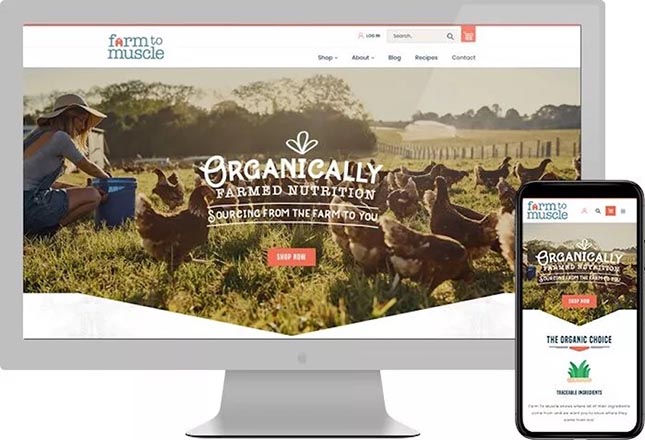 Interface of an organic brand's website designed by Thrive