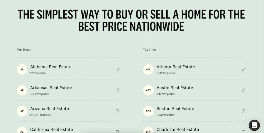 Home listings on Unreal Estate's website