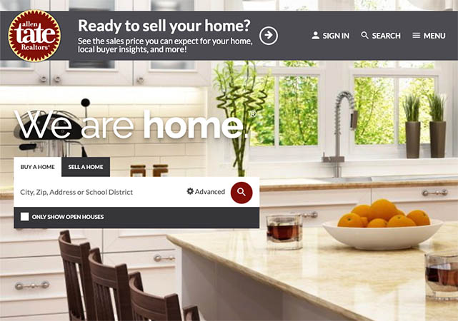 Sample real estate website with tagline, 