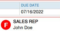 Image showing the name of the sales representative indicated in the invoice.