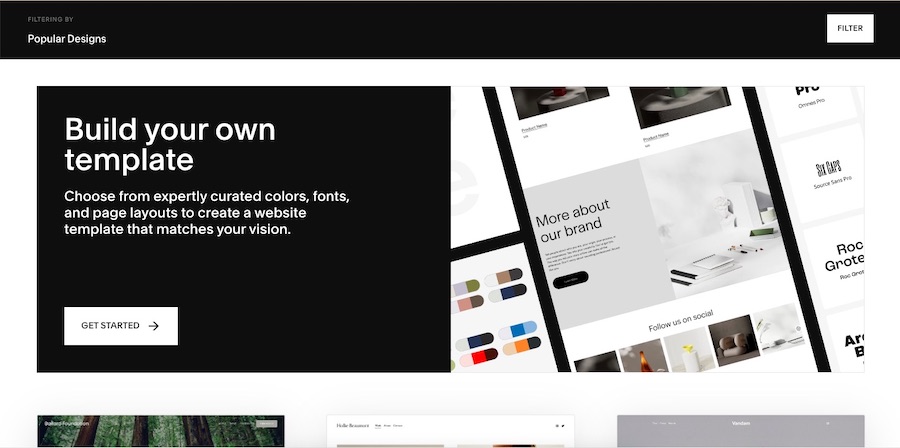 Squarespace's section to build your own website template