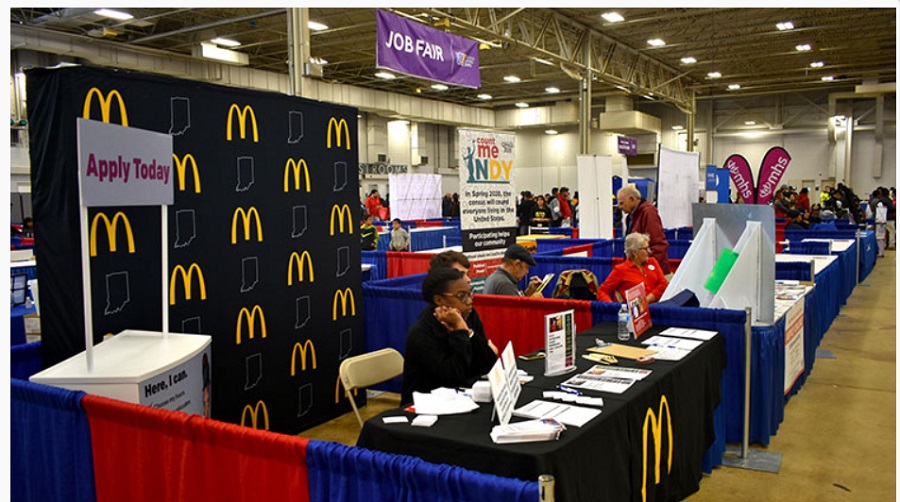 With clear branding and a large ‘apply today’ sign, your business can welcome new talent at job fairs.