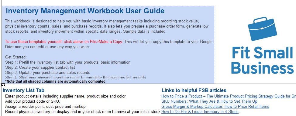 Inventory Management Workbook.