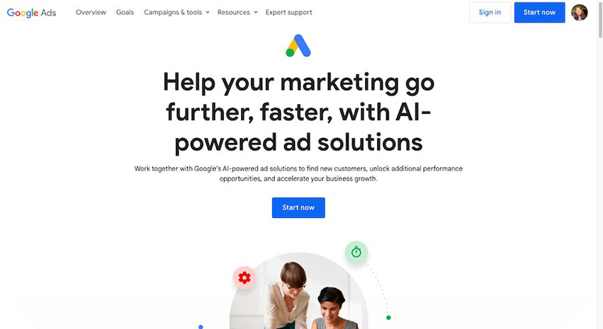谷歌广告的人工智能工具界面