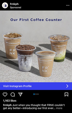 An example of a carousel ad for a cafe on Instagram.