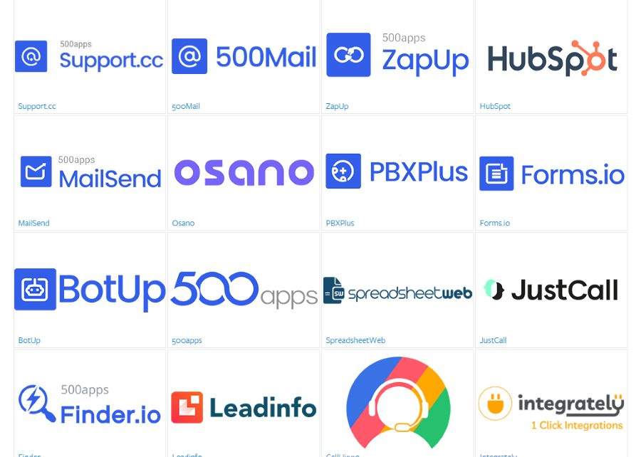 Some of Nimble's popular third-party integrations seen on the App Marketplace.