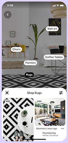 An example of a Shopping ad on Pinterest for a home furniture brand
