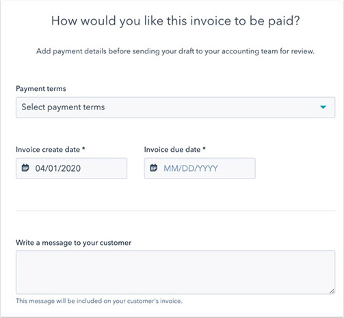 Creating a QuickBooks invoice from the CRM in HubSpot.