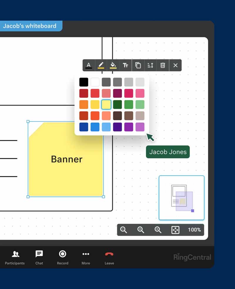 Screenshot of a whiteboard with edit features.