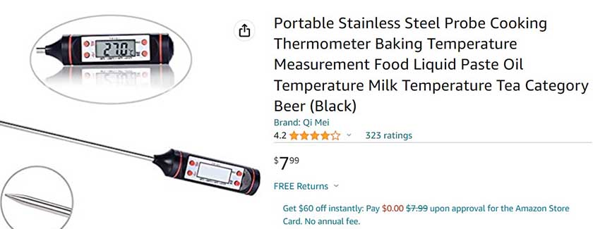 产品(数字温度计)在亚马逊上上市，价格有竞争力，不免费送货。