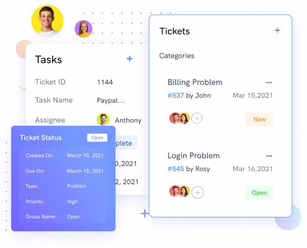 Viewing ticket categories in Agile CRM.