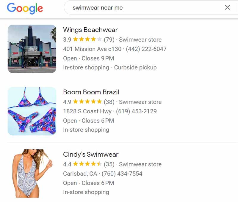 Top 3 swimwear search results for keywords 