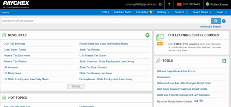 A snapshot of Paychex's Accountant Knowledge Center.