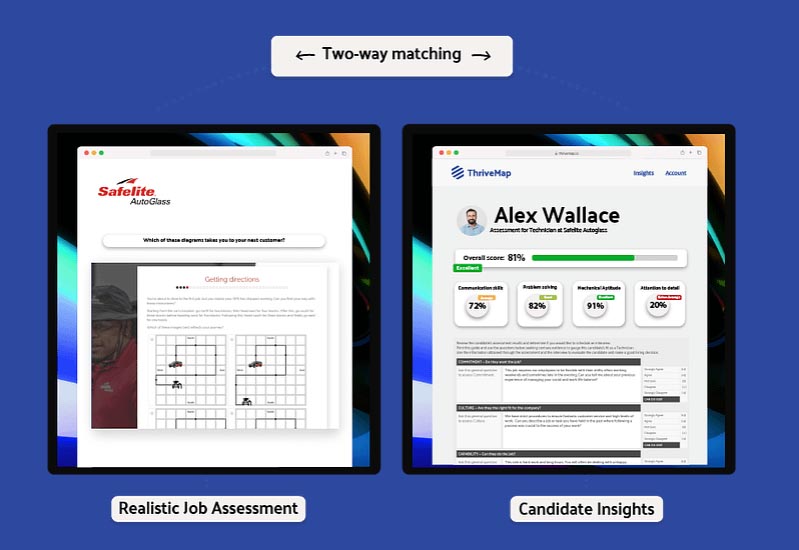 ThriveMap使用现实的工作场景和候选人的见解提供工作评估。