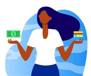 一个图形显示现金或信用卡的使用。