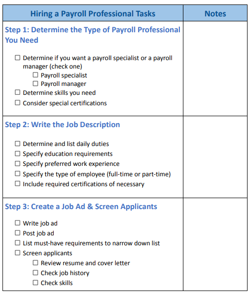 Hiring a Payroll Professional Checklist Thumbnail