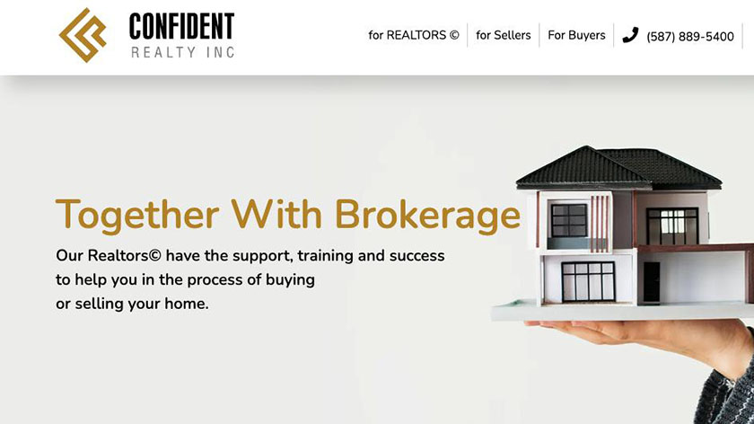 Confident Realty Inc website with title, 