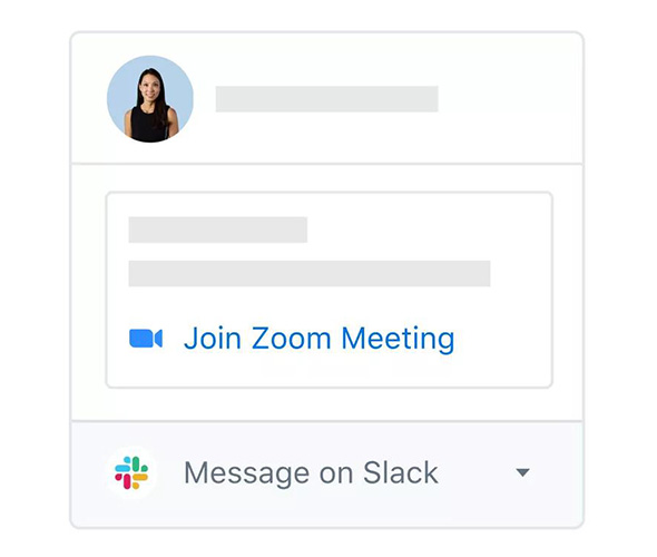 Dropbox interface showing options to join a Zoom meeting and send a message of Slack.