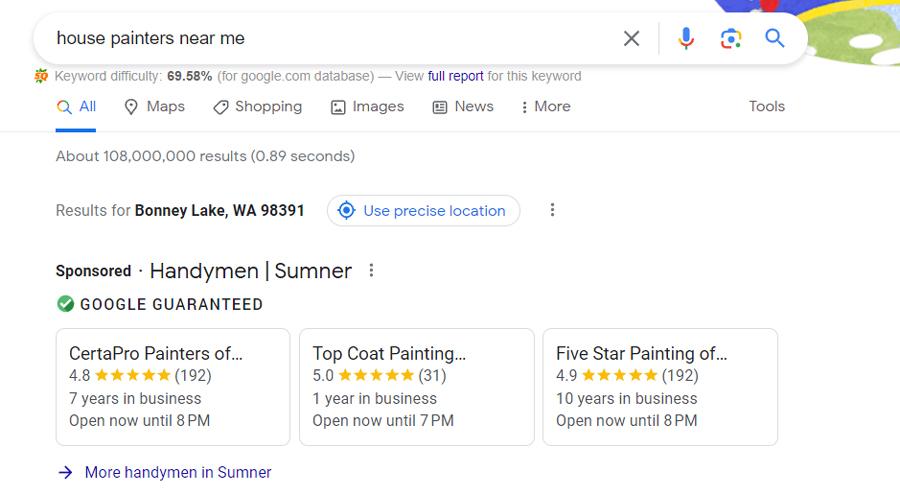 An example of Google Local Services Ads.